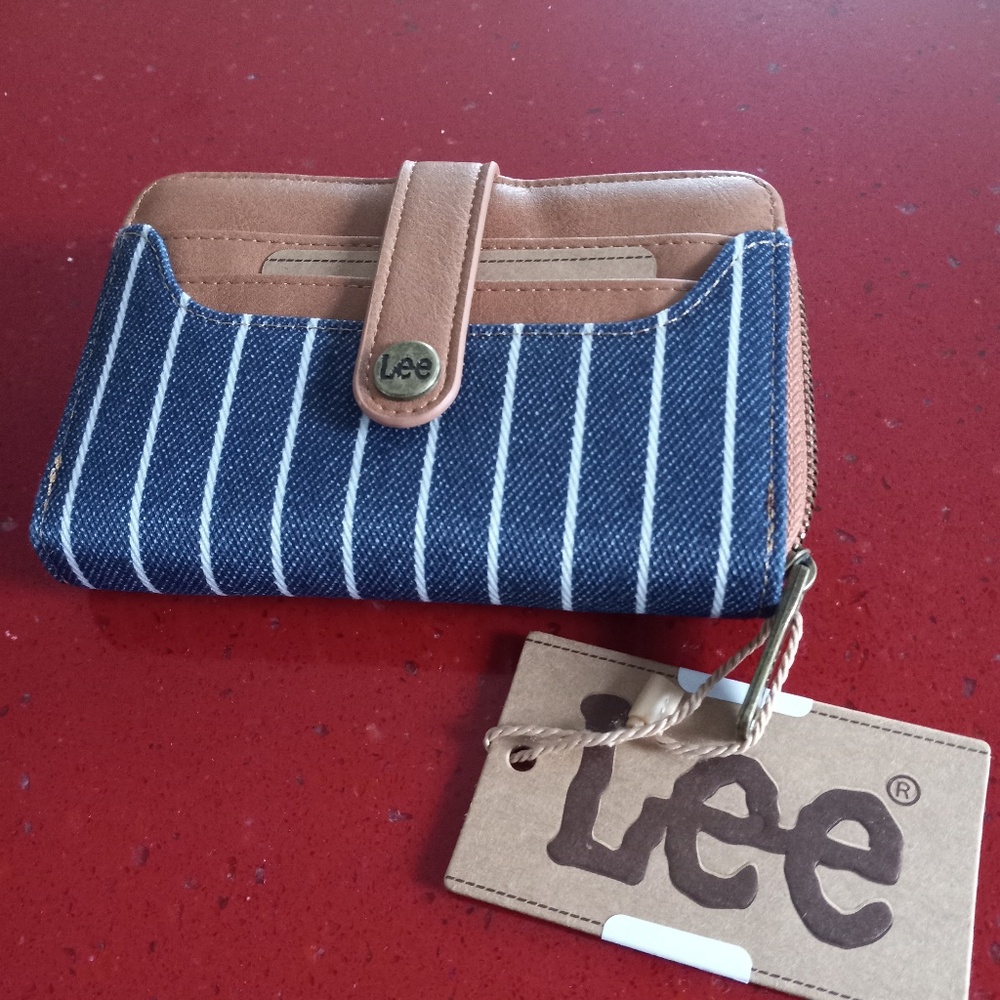 Lee Wallet- Women's Striped Denim Card Wallet- NWT